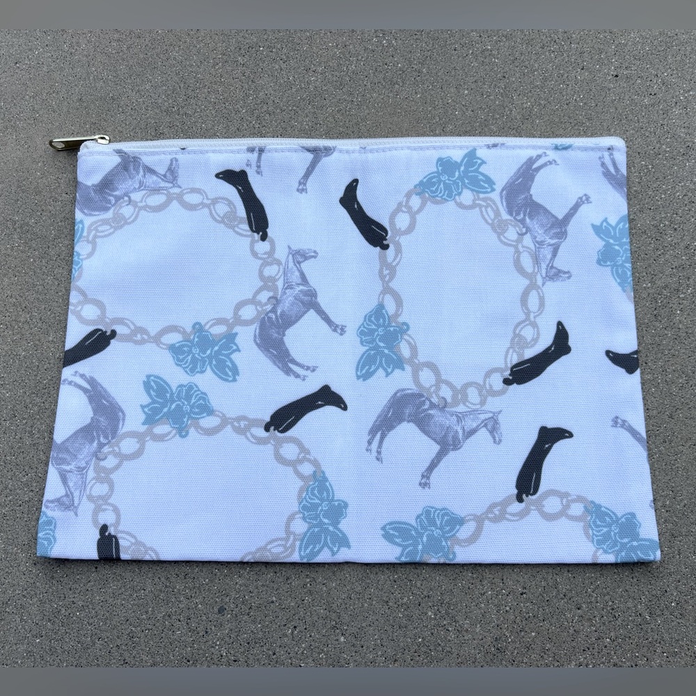 NWT Equestrian Print Zipper Bag Pouch